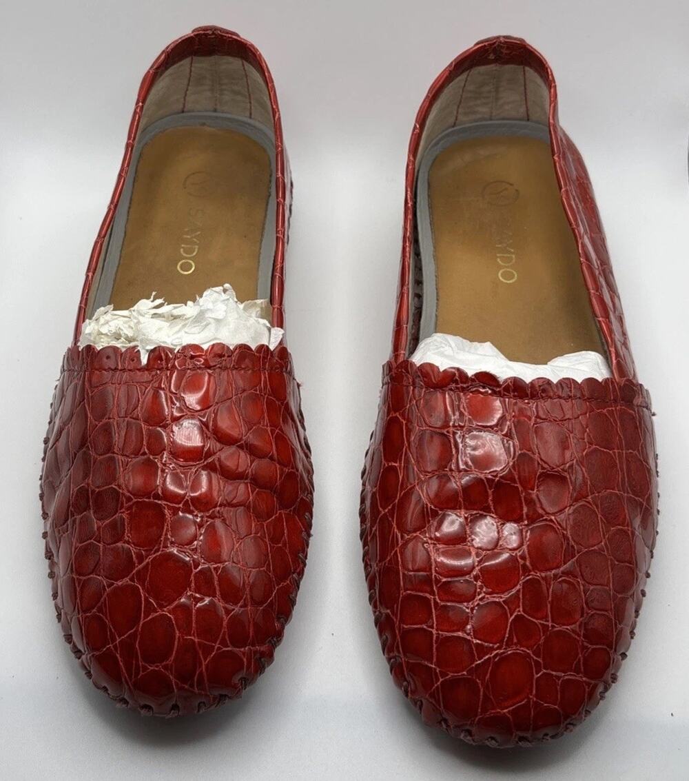 SAYDO Red Patent Leather Croc Flats, Made In Portugal, Women's size EU 36/US 5.5